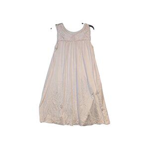 VTG SHADOWLINE Nightgown M Silky Nylon Bib Collar Floral Pink USA